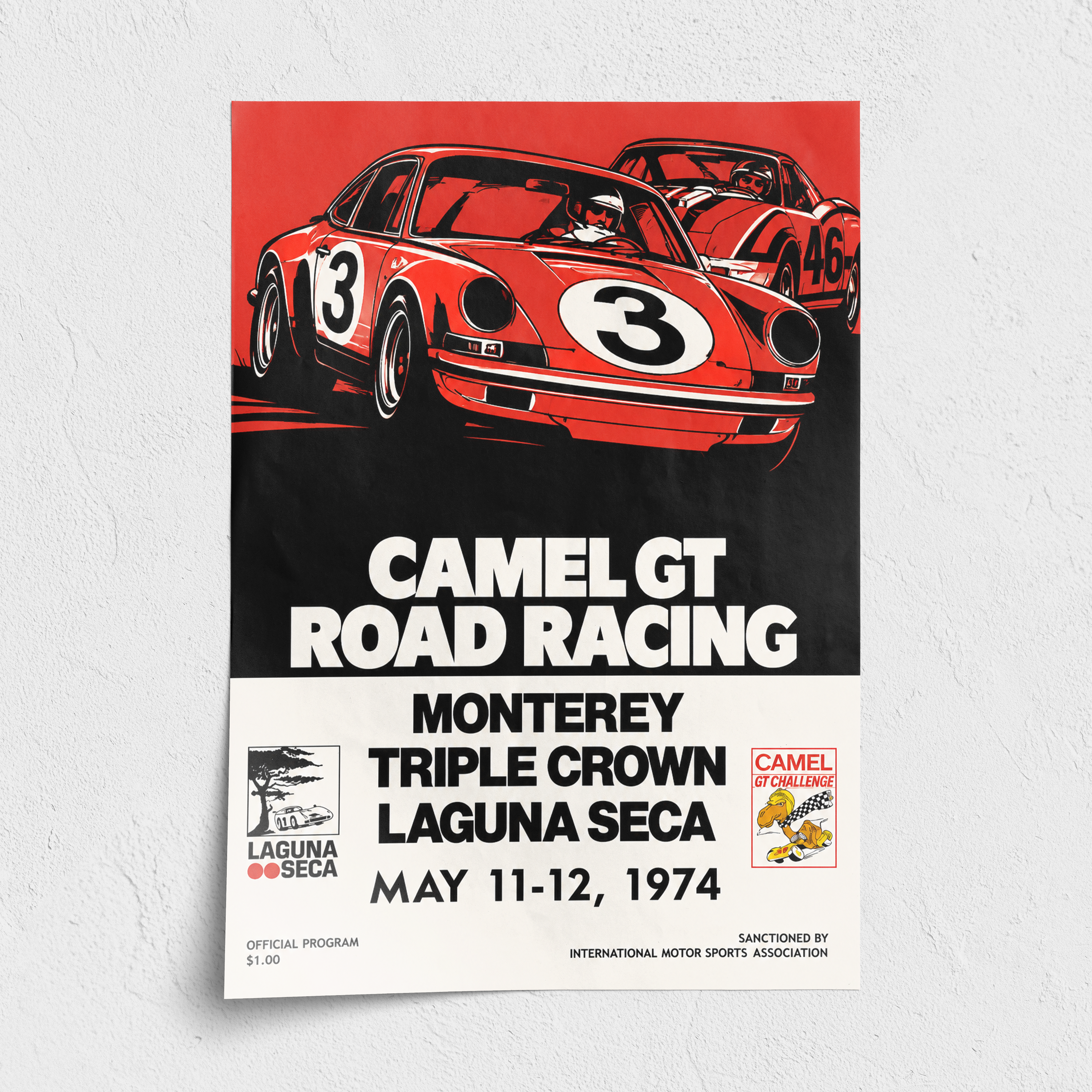 1974 Laguna Seca Camel GT Monterey Triple Crown Poster – 24 × 36