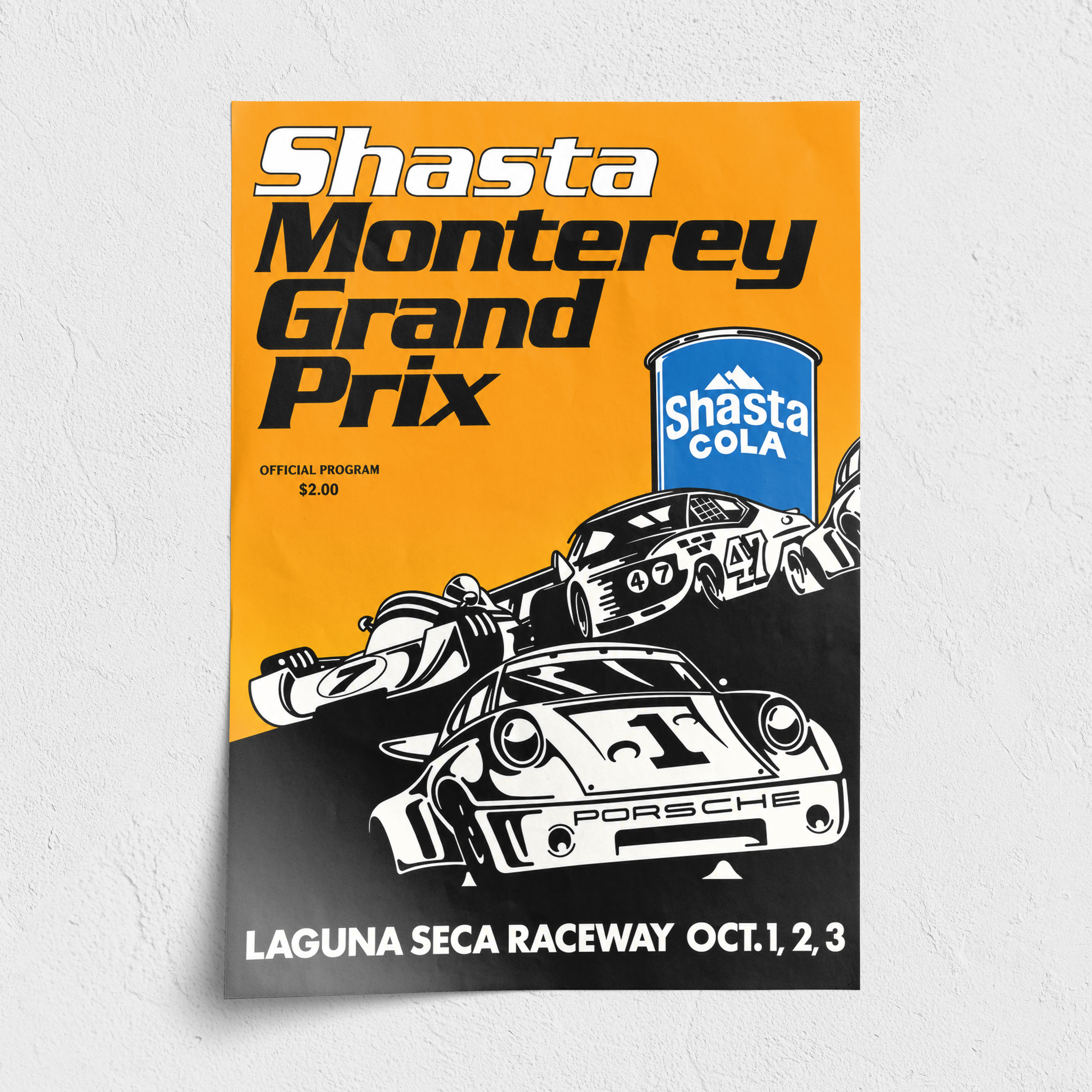 1976 Shasta Monterey Grand Prix Laguna Seca Poster – 24 × 36