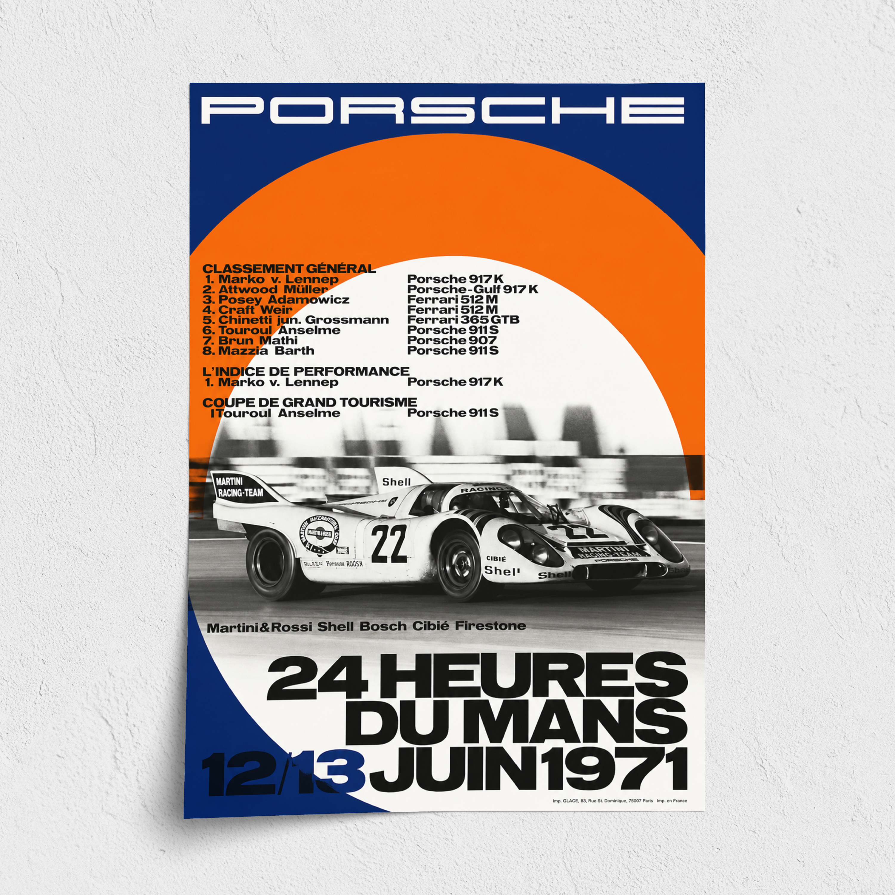 1971 Porsche 917 Le Mans Victory Poster – 24 × 36